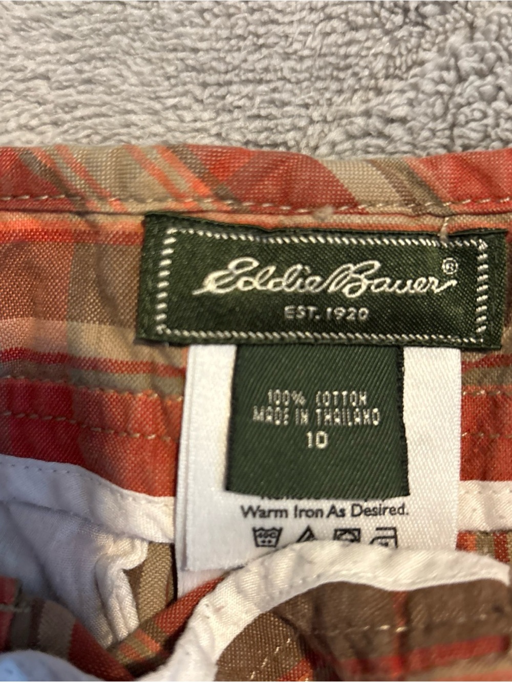 Eddie Bauer Cargo Skirt Womens Orange Green Plaid Cotton Utility Y2K Gorpcore - Picture 5 of 9